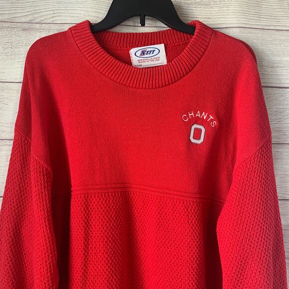 Vintage NEFF Red Chants Men's Knit Sweater Y2K Crew Neck Cotton - Picture 2 of 15